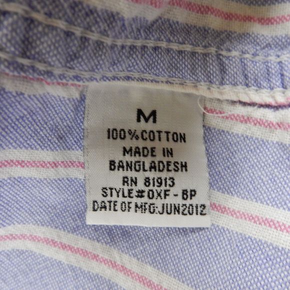 Paper Denim Cloth Womens Shirt Medium Blue Stripe Pockets Cotton Roll Tab Sleeve - Picture 6 of 8